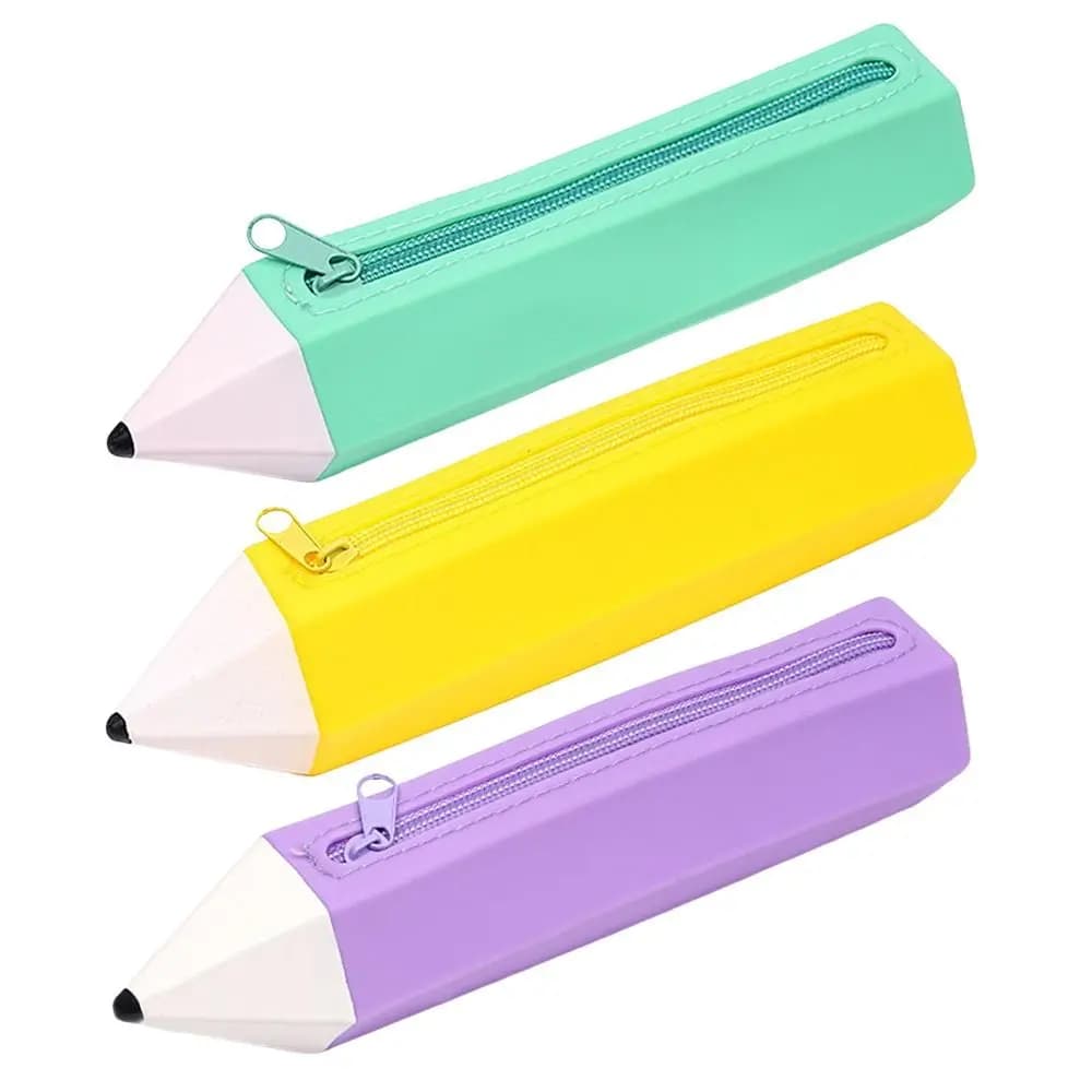 Multi-functional Silicone Pencil Case Pencil Shape Large Capacity Pen Bag Stationery Pouch Students