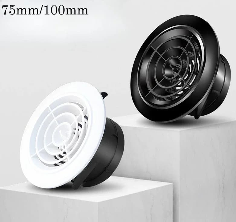 75/100mm Rotondo Air Vent Cappa di scarico Valvola Griglia Diffusore Conduttura Copertura di ventilazione Circolazione dell'aria Rotante ABS Regolabile