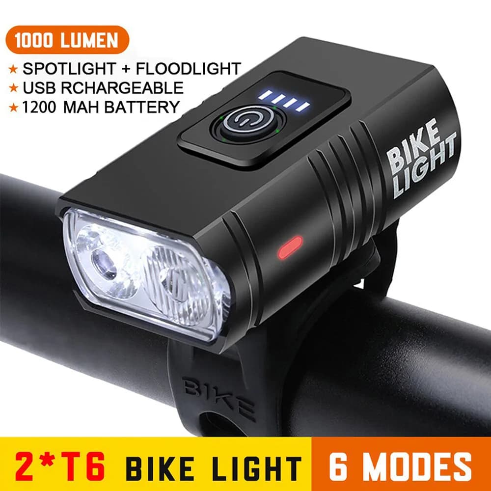 Light for bicycle T6 LED front USB Rechargeable MTB Mountain Bike Lamp 1000LM Bike Headlight Flashlight Electric Bike Scooter