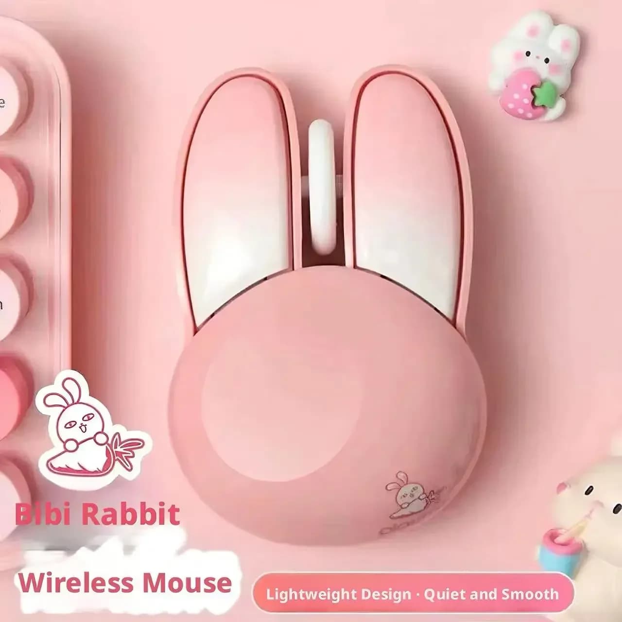 Cute Rabbit Wireless Silent Small Mouse High-Appearance for Office Gaming Laptop Desktop 5 Colors Available with Stickers