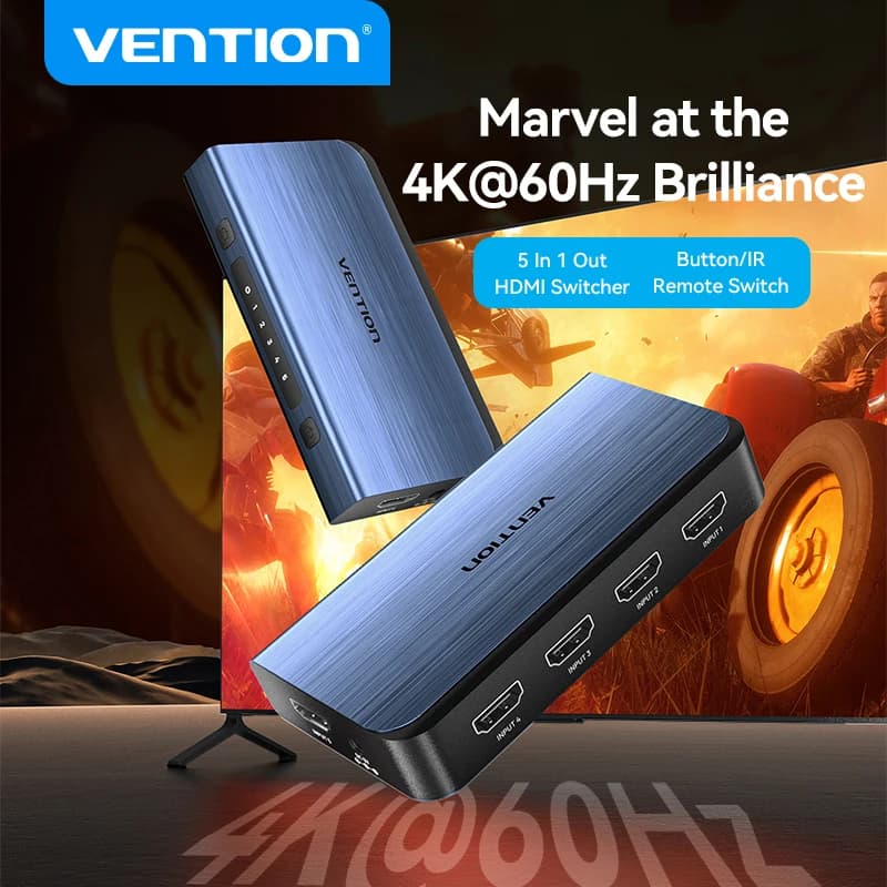 Vention HDMI Splitter 5 in 1 out 4K/60Hz HDMI 5x1 3x1 adattatore per XBOX 360 TV Mi Box Switch PS5 PS4 3 in 1 out HDMI 2.0 Switcher