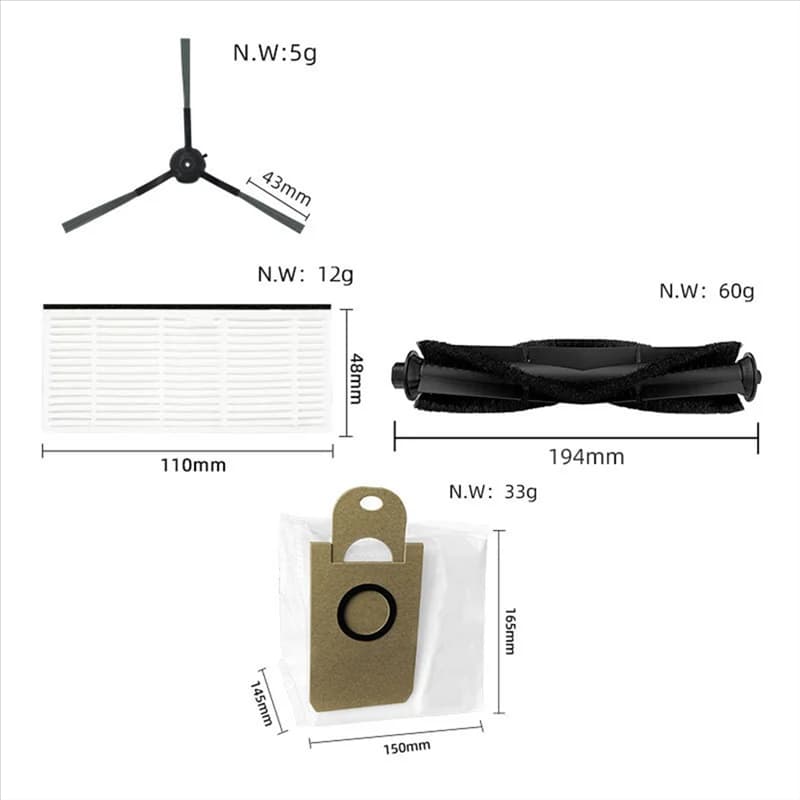 【Price Drop】 Parti di ricambio del filtro a spazzola per accessori per aspirapolvere Airrobo T10+ / Ultenic T10 / Neabot NOMO N2 / Proscenic M8 PRO