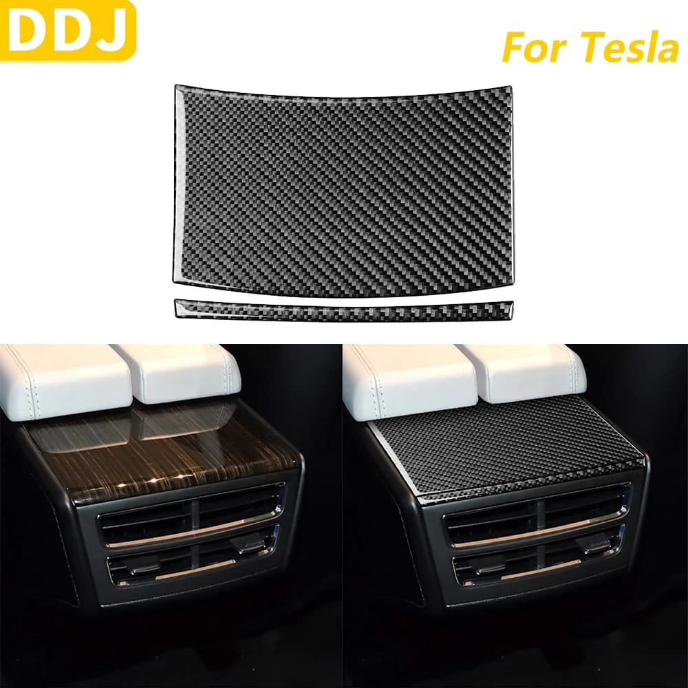 Per Tesla Modello X 2016-2020 Modello S 2012-2020 In Fibra di Carbonio Centro Bracciolo Box Pannello Posteriore Decorativo Cove Accessori Auto adesivo