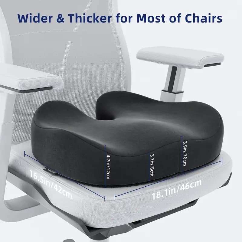 Cuscino sedile ergonomico in memory foam per sedie da ufficio - Cuscino per sedia resistente con fodera rimovibile, ideale per la parte inferiore dello schienale
