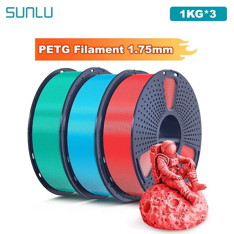 SUNLU 3KG PETG/Filament for 3D Printer Transparent Coil 1.75 mm 1000 g (2.2 pounds) Prewashed Filament without knots Suitable for most FDM printers