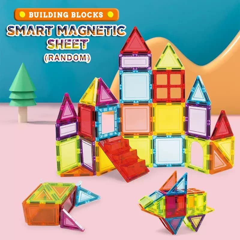 Magnetic Tiles - 3D Crystal Clear Building Blocks Magnetic Sheet Toy - Essential for STEM Classrooms For Boys and Girls Ages 3+