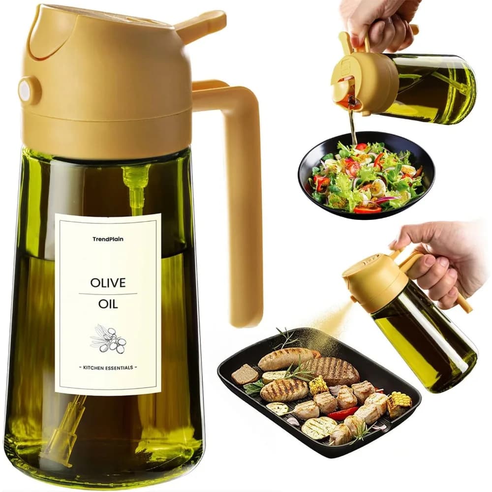 Original 16oz 470ml Olive Oil Dispenser Bottle Kitchen Essential Gadget for Cooking Baking & Air Fryer Accessories Refillable Oil Sprayer Mister with Adjustable Spray Nozzle & Free Funnel Non-Aerosol Healthy Chef Must