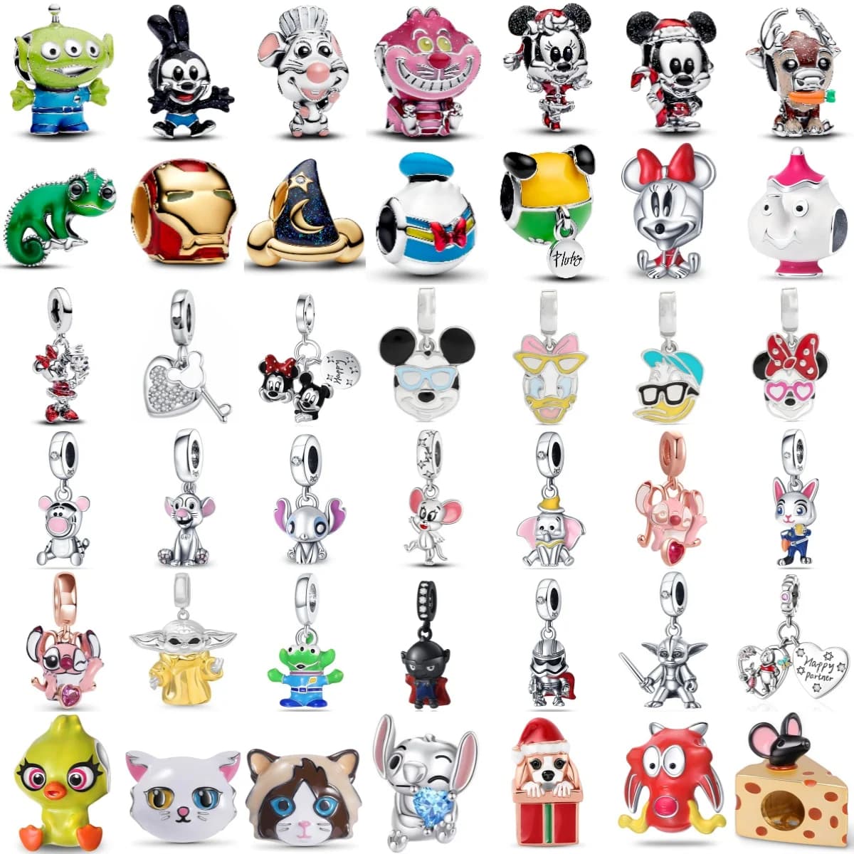 Hot Sale Miniso Disney S925 Silver Mickey Mouse Cat Warrior Cartoon Charm Bead Suitable for necklace bracelet DIY jewelry refined