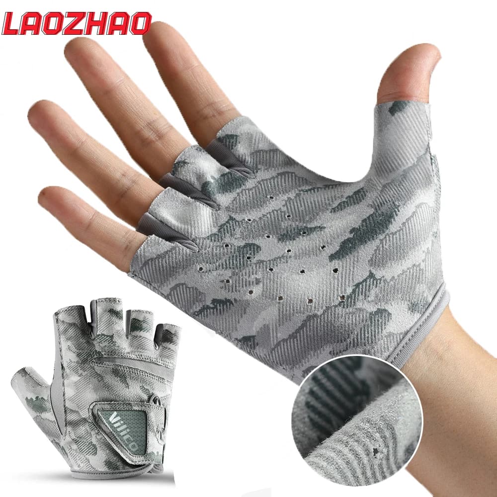 1 pair of fishing gloves, fingerless gloves with UV protection, breathable sports gloves UPF 50+ for sailing, rowing, cycling
