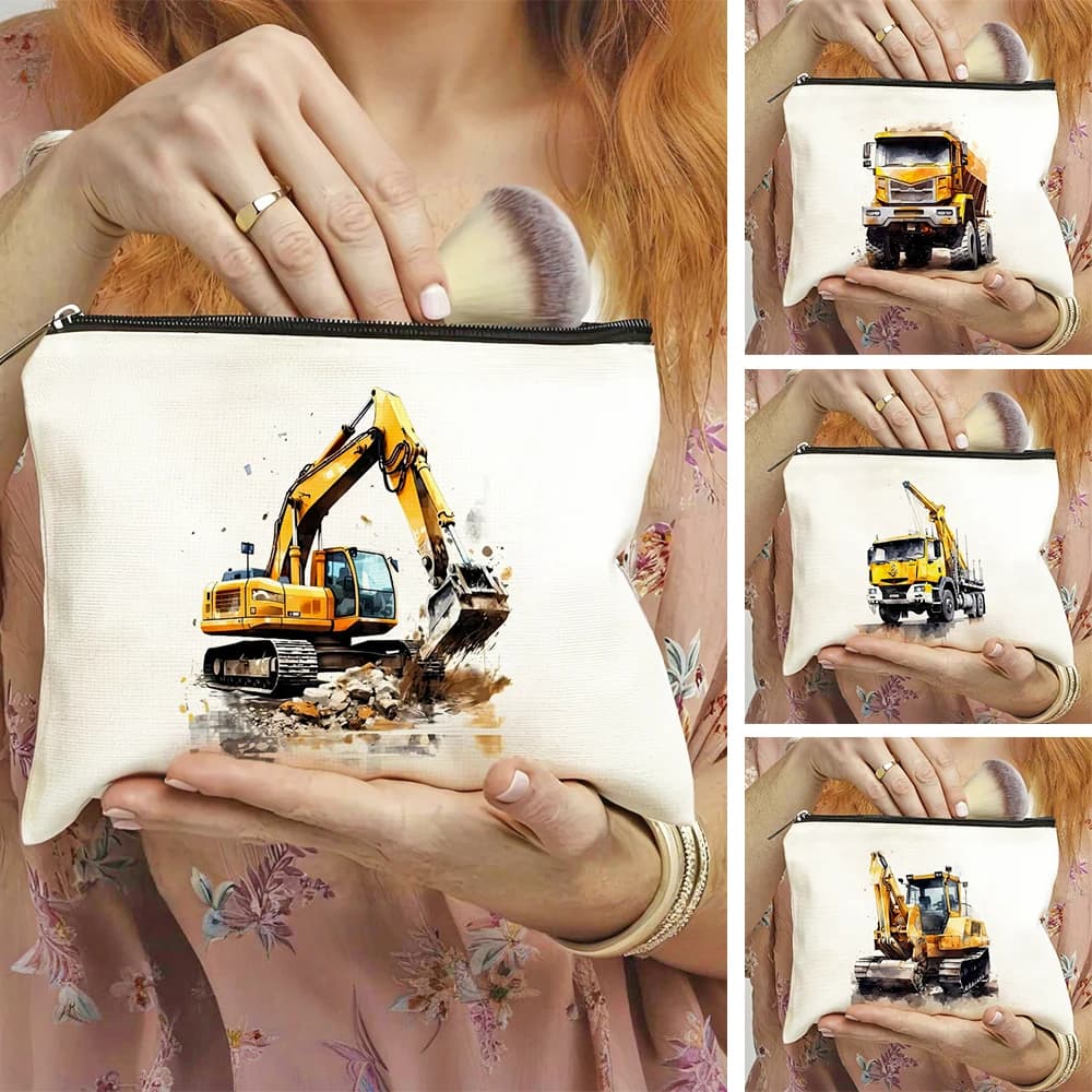 Borsa Cosmetica Casual a Forma di Auto, Borsa per Bambini a Forma di Escavatore, Borsa Portatile da Viaggio, Astuccio per Rossetti e Trucchi
