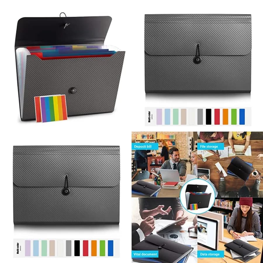 Cartella portadocumenti espandibile con 13 tasche in grigio Cartella organizer in carta estetica per una gestione efficiente dei documenti