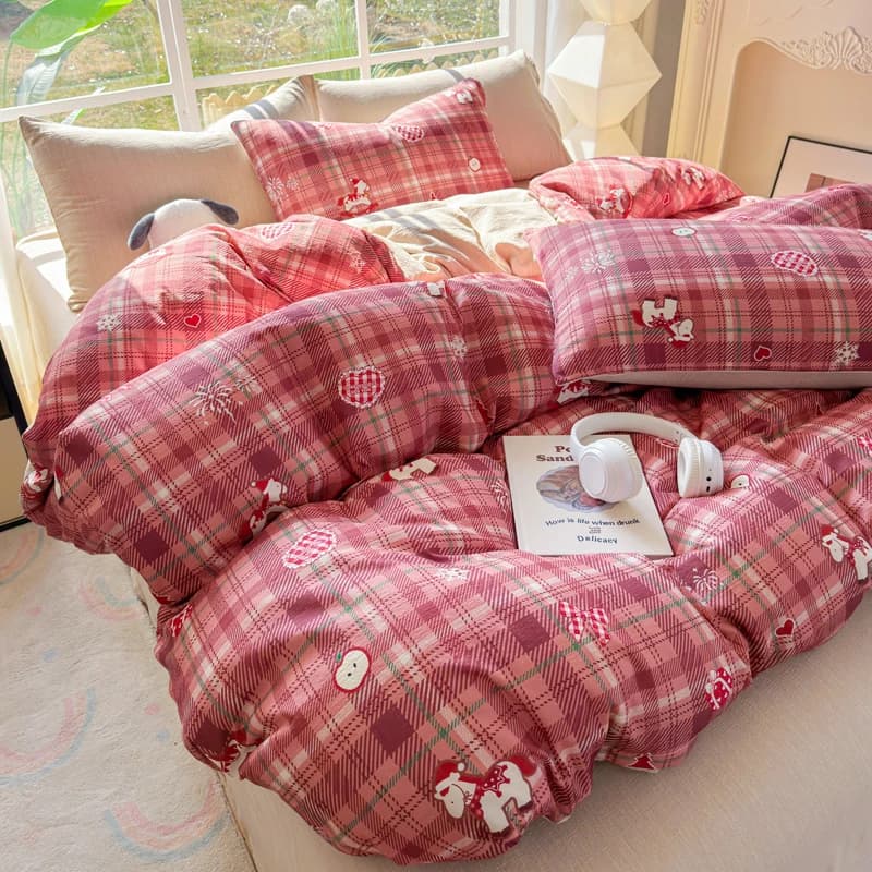 Set di biancheria da letto in stile cartone animato, set di lenzuola stampate alla moda, set di biancheria da letto singolo/matrimoniale/king size, comodo set per letto matrimoniale.