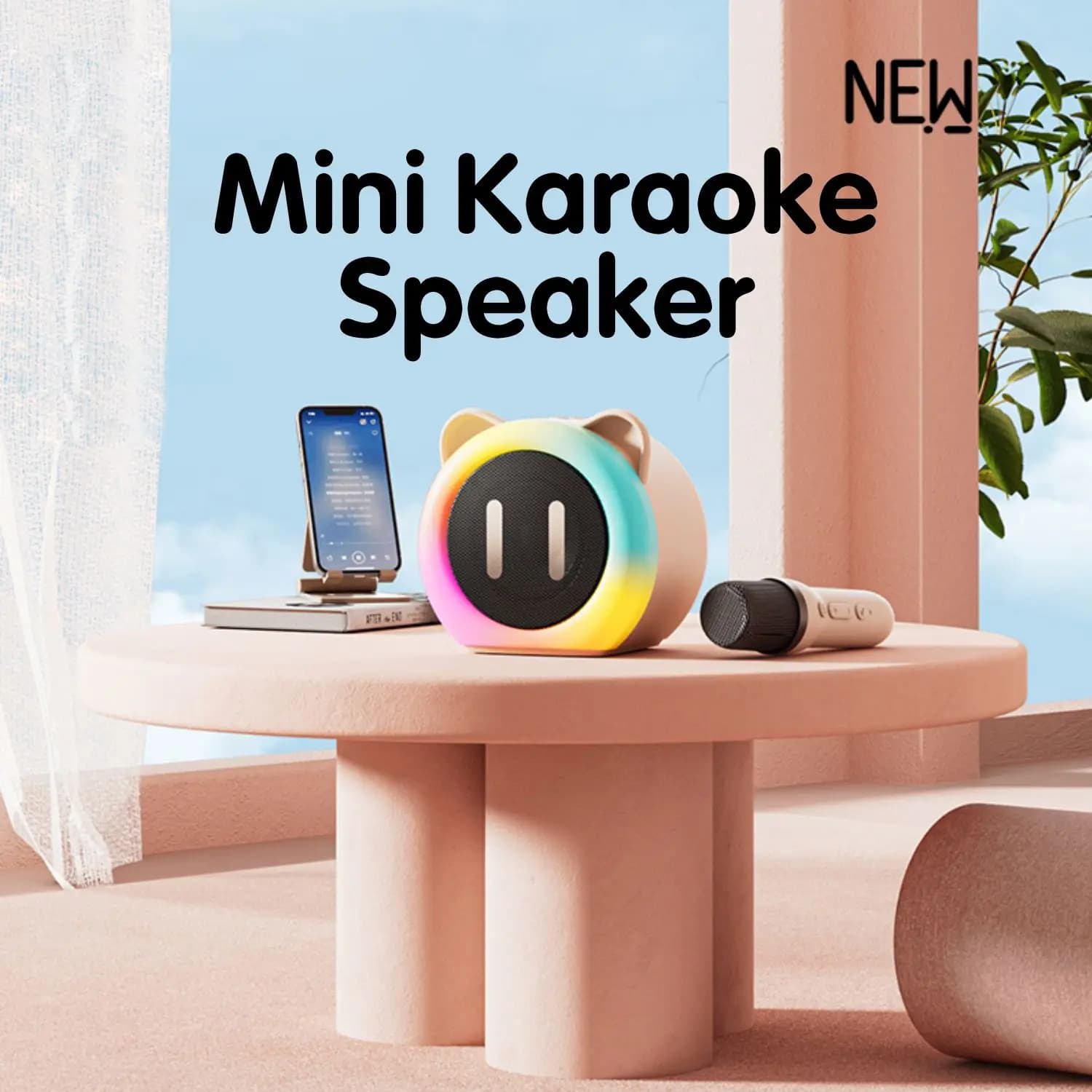 PARAMITA Altoparlante Bluetooth Casa portatile Karaoke carino Mini audio wireless con microfono Macchina da canto per karaoke domestico Regalo per bambini