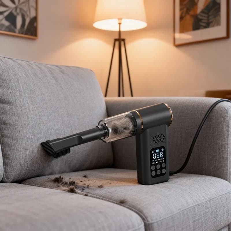Aspirapolvere Portatile Wireless per Auto con Gonfiatore Pneumatici Intelligente e Display Digitale, Pompa d'Aria Multifunzione per Emergenze Stradali