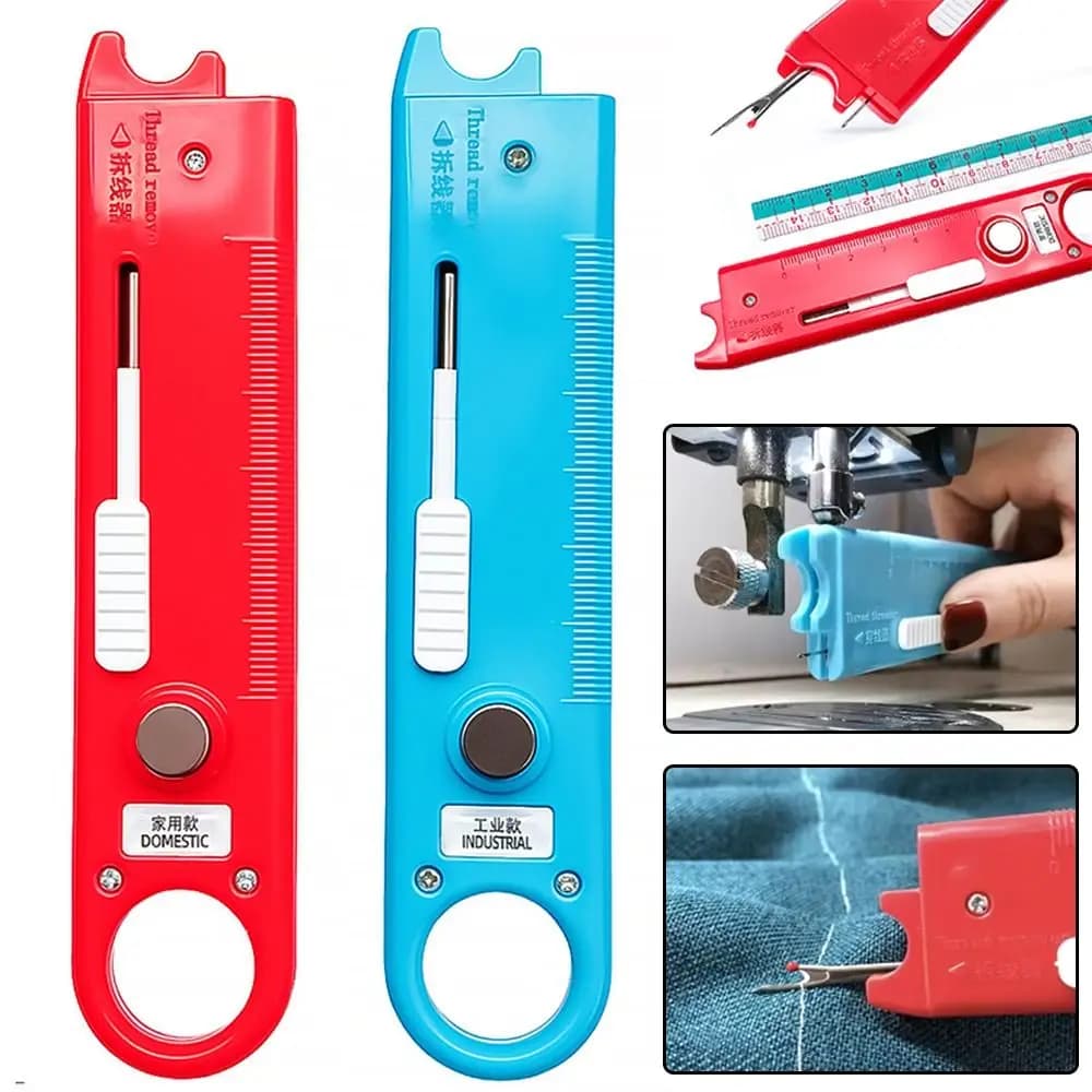 Multi-Functional Needle Threader Automatic Fast Pass with Magnifying Glass and Ruler Sewing Machine Needle Threader Eye-Closed