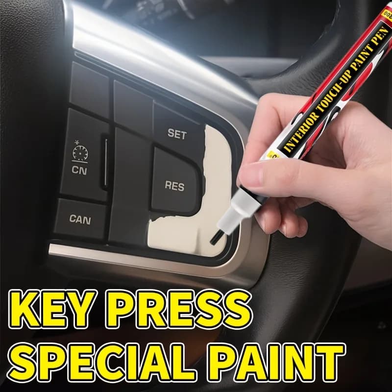 Car Button Paint Repair Pen | Black Touch-Up | Fix Interior/Steering Wheel/Dashboard Scratches | Leather Seat Color Matching