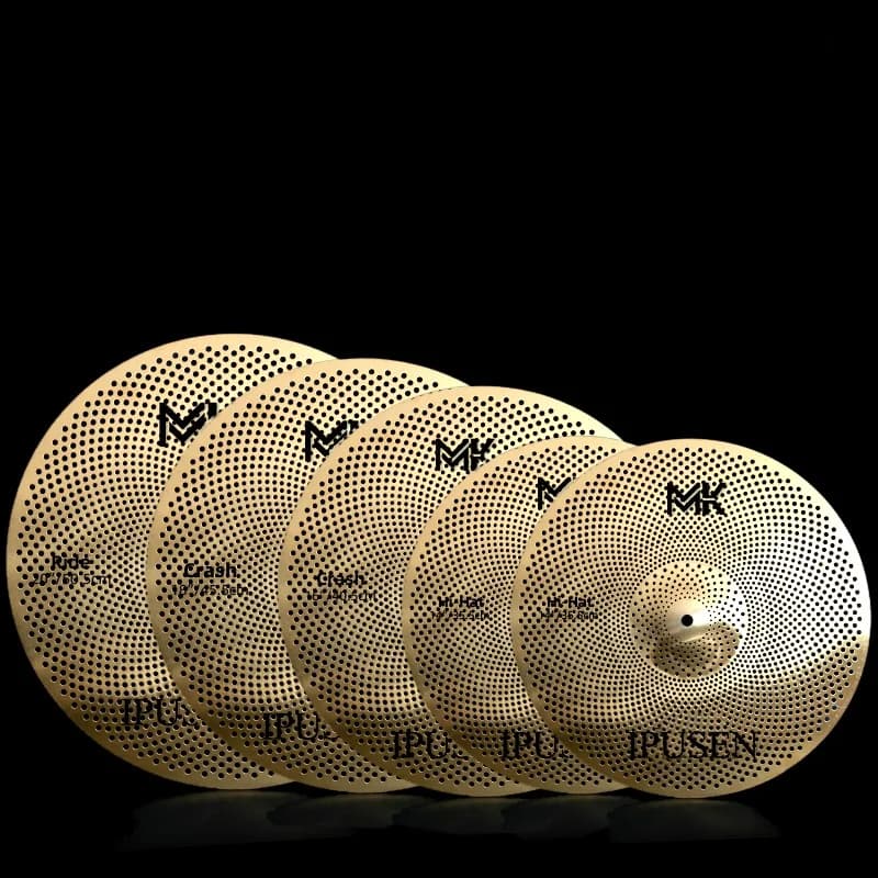 Kit di Batteria Jazz Silenziosa, Set di Piatti Silenziosi per Pratica di Batteria, Accessori Marca Ipusen
