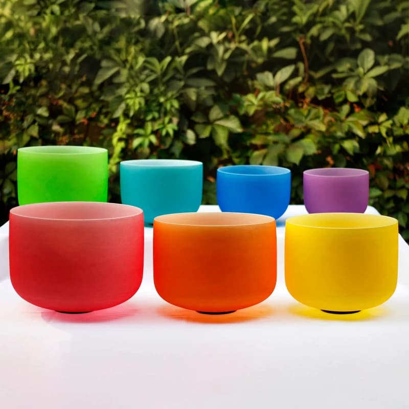 Colorful Crystal Singing Bowl Set Meditation Singing Bowl Buddha Sound Healing Different Bowls Musical Instruments Percussion