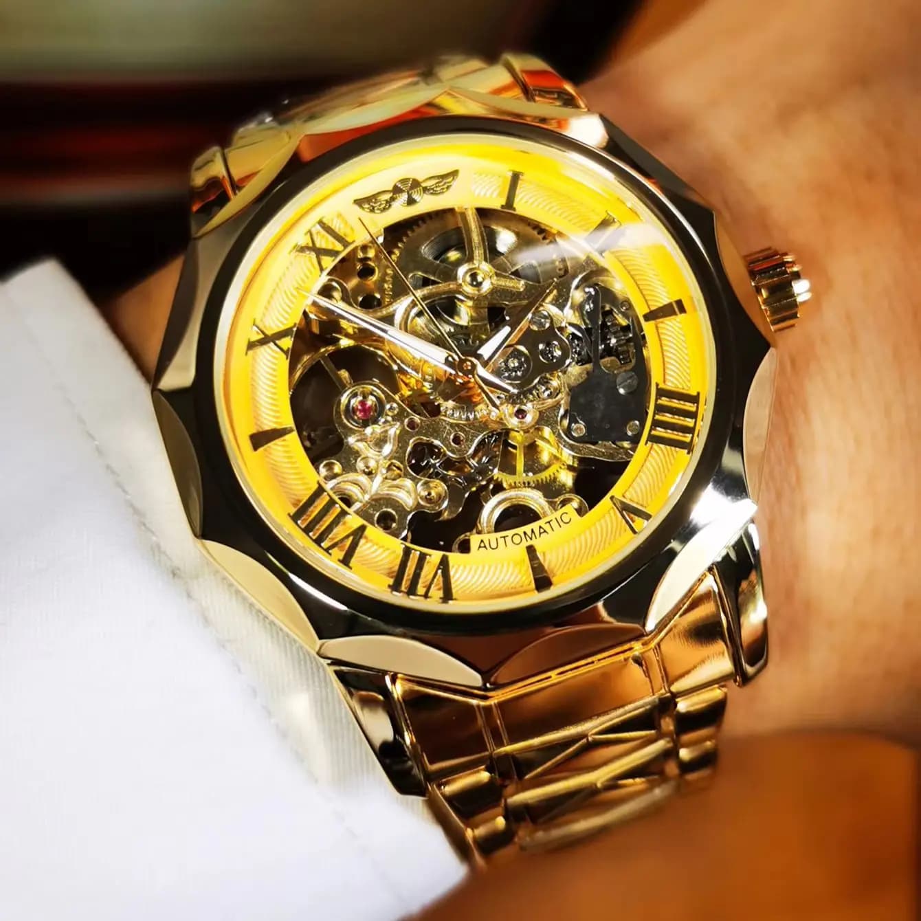 Men's WINNER Hands, Luminous Hands, Luxury Stainless Steel Strap, Elegant and Fashion Automatic Watch, New