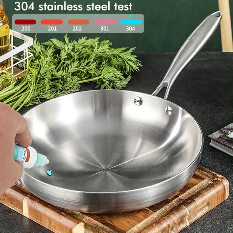 11 inch pan, 304 stainless steel Wok pan thickness 0.23 mm 5 layers steel pan, professional grade pans for cooking