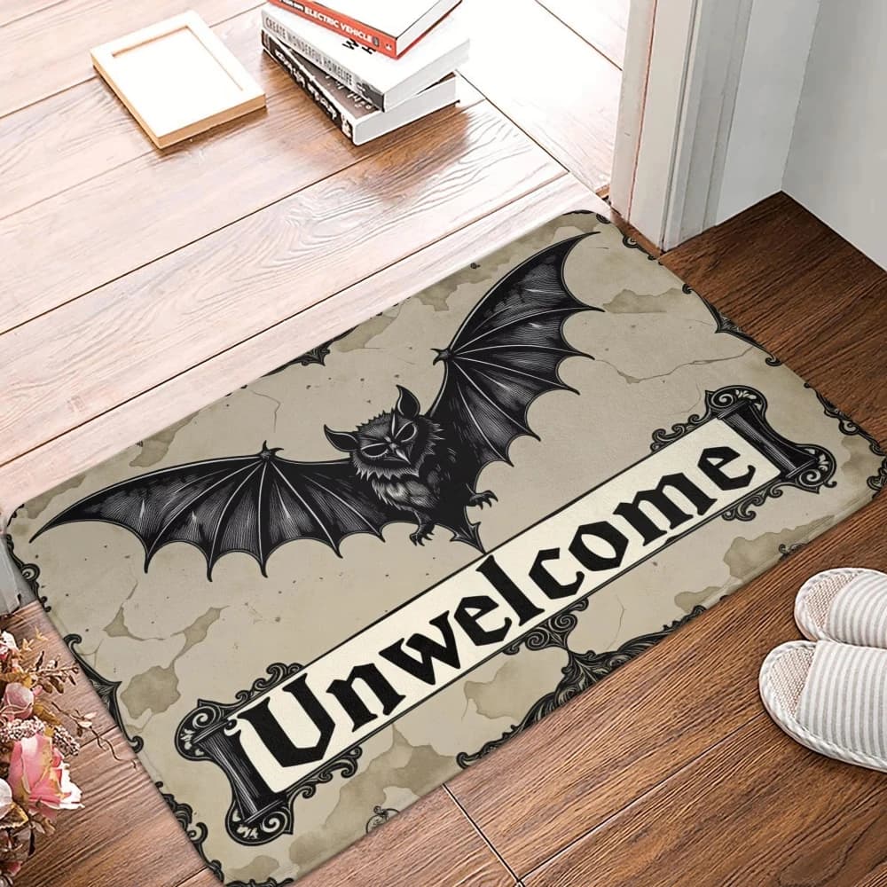 Distressed Retro Bat Owl Graphic Door Mat Household Floor Rug Fit Bedroom Kitchen Living Room Front Entry Layout