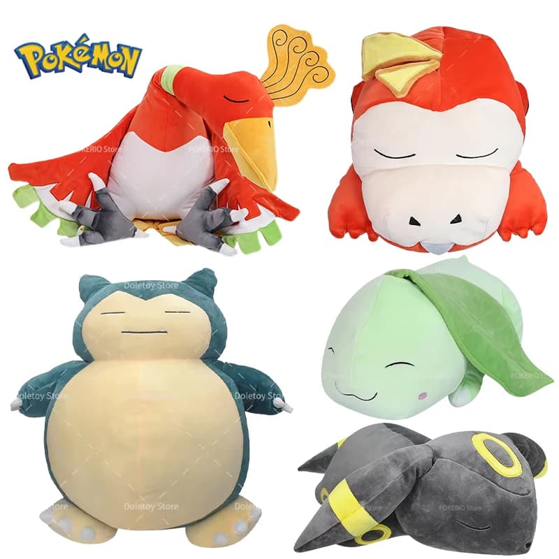 Big Size Pokemon Plush Sleeping Series Ho-Oh Stuffed Doll Soft Snorlax Umbreon Fuecoco Chikorita Pillow Peluche Toy Xmas Gift