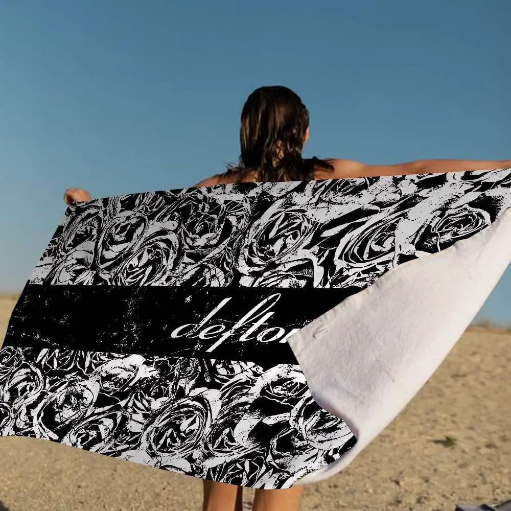 D-Deftones Anime Beach Swimming Towel, panno morbido e assorbente, regali per bambini, per viaggi, campeggio, palestra