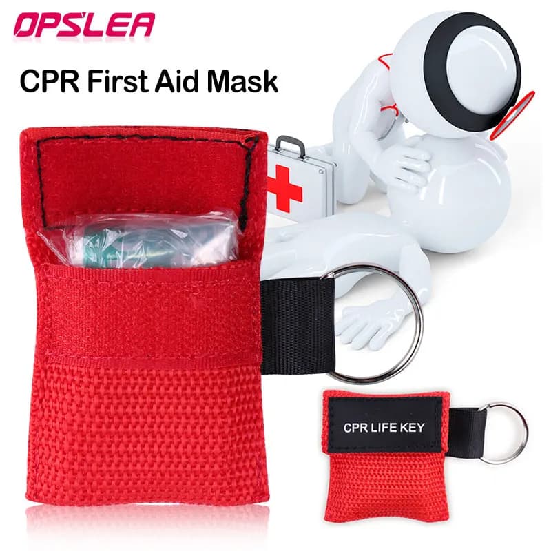 50 pz CPR rianimatore maschera portatile aiuto di emergenza visiera respirazione artificiale respiratore usa e getta portachiavi assistenza sanitaria