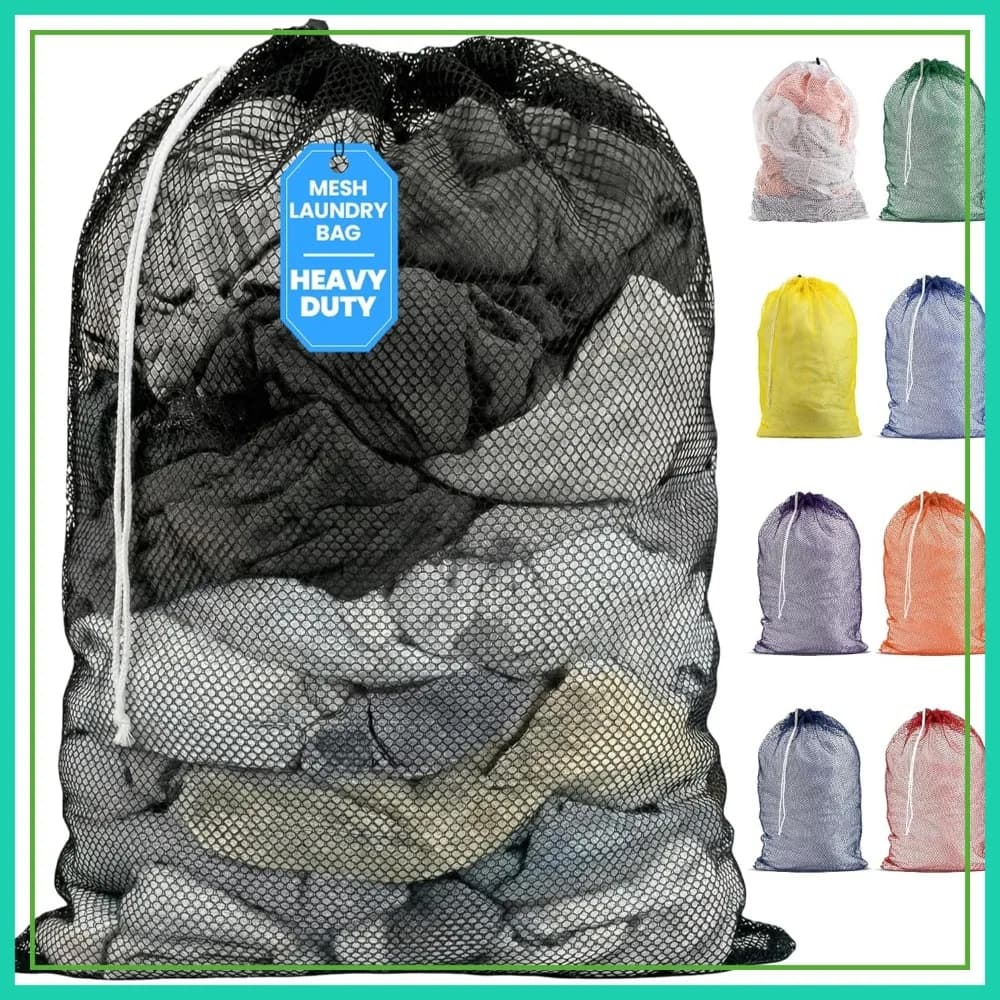 Grande Borsa per Bucato 24"x36" - Rete Resistente, Chiusura Sicura con Cordoncino - Perfetta per Dormitori, Appartamenti, Lavanderie