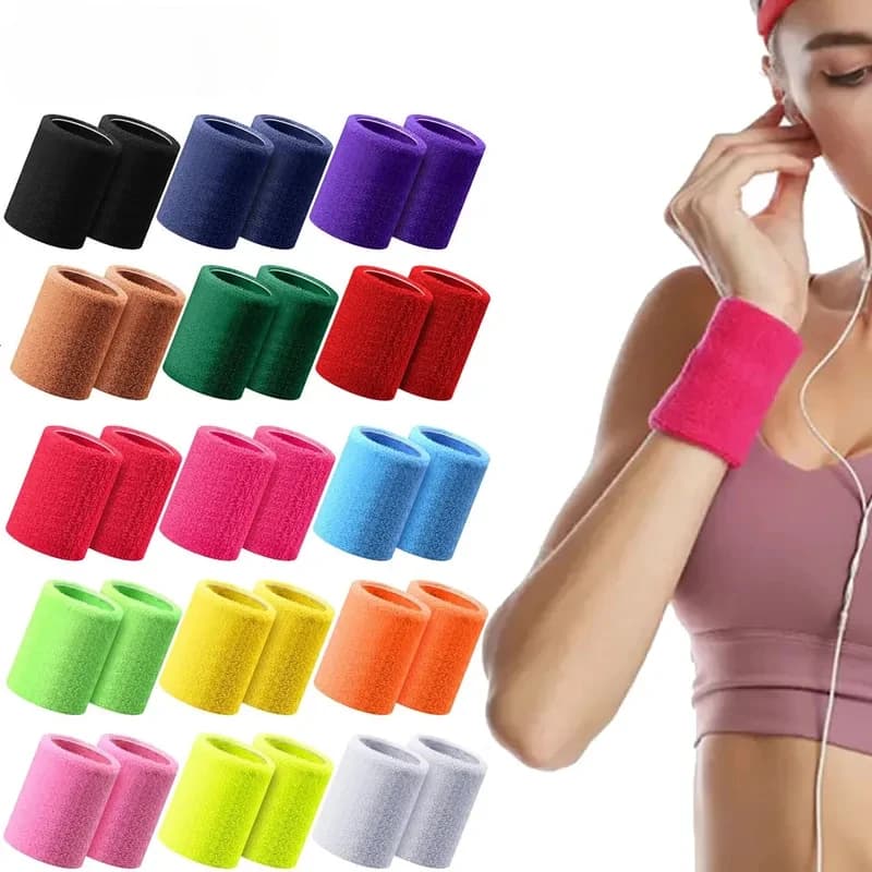 1 Pair Sport Wristbands Cotton Sweatband Wristbands Wrist Sweatbands Wrist Sweat Bands for Tennis,Basketball,Running,Gym
