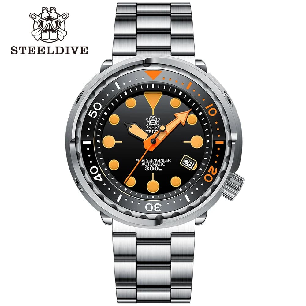 SD1975V STEELDIVE nuovo arrivo lunetta in ceramica bicolore arancione luminoso 47.5MM acciaio inossidabile NH35 orologio subacqueo automatico da uomo Reloj