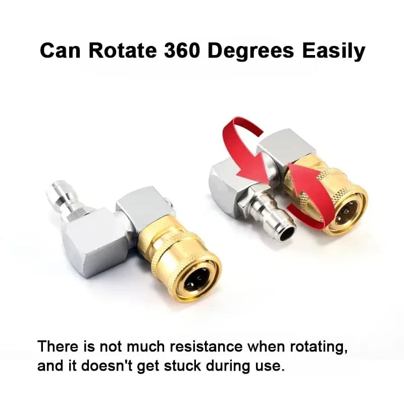 360 ° High Pressure Swivel Washer Adapter - 1/4" brass quick coupling with 5 nozzles for multi-angle cleaning