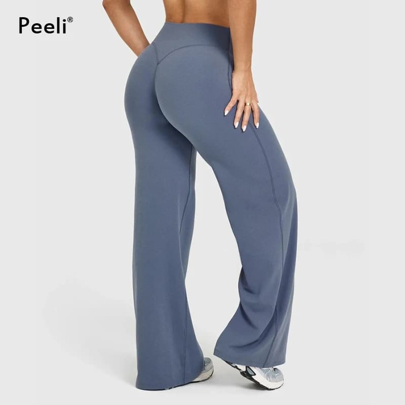 Straight Leg Yoga Pants Soft Butterfly Fabric Women's Clothing Medium Waist Gym Pants Leggings Fitness Pilates Running Sports Pants