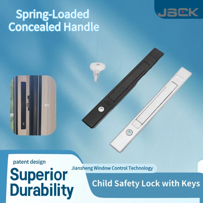Safety mesh window lock, swing screen with thermal break with spring loaded hidden handle, child safety lock with keys