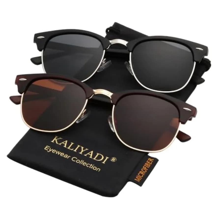KALIYADI Polarized Sunglasses for Men and Women Semi-Rimless Frame Driving Sun glasses UV Blocking