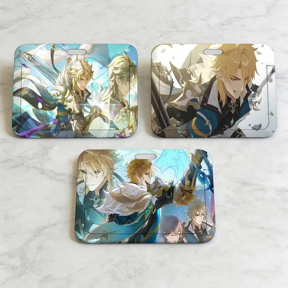 Porta Tessere Genshin Impact Varka con Cordino, Custodia per Carte d'Accesso, Porta Biglietti da Visita, Regalo