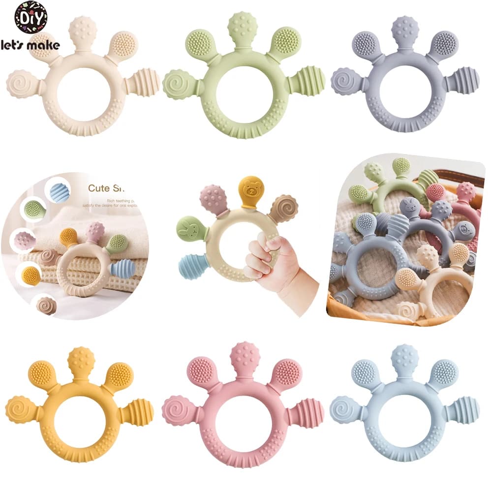1 pz Massaggiagengive in Silicone Alimentare per Neonati 0-12 Mesi, Anello da Dentizione Sensoriale per Bambini, Giocattoli Rilassanti in Silicone a Forma di Animale, Accessori