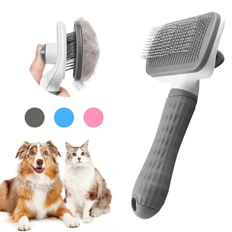 1 spazzola delicata per la toelettatura di cani e gatti - Districante con un solo tocco/elimina il pelo in 3 minuti, manico ergonomico, facile da pulire, prodotti per animali domestici
