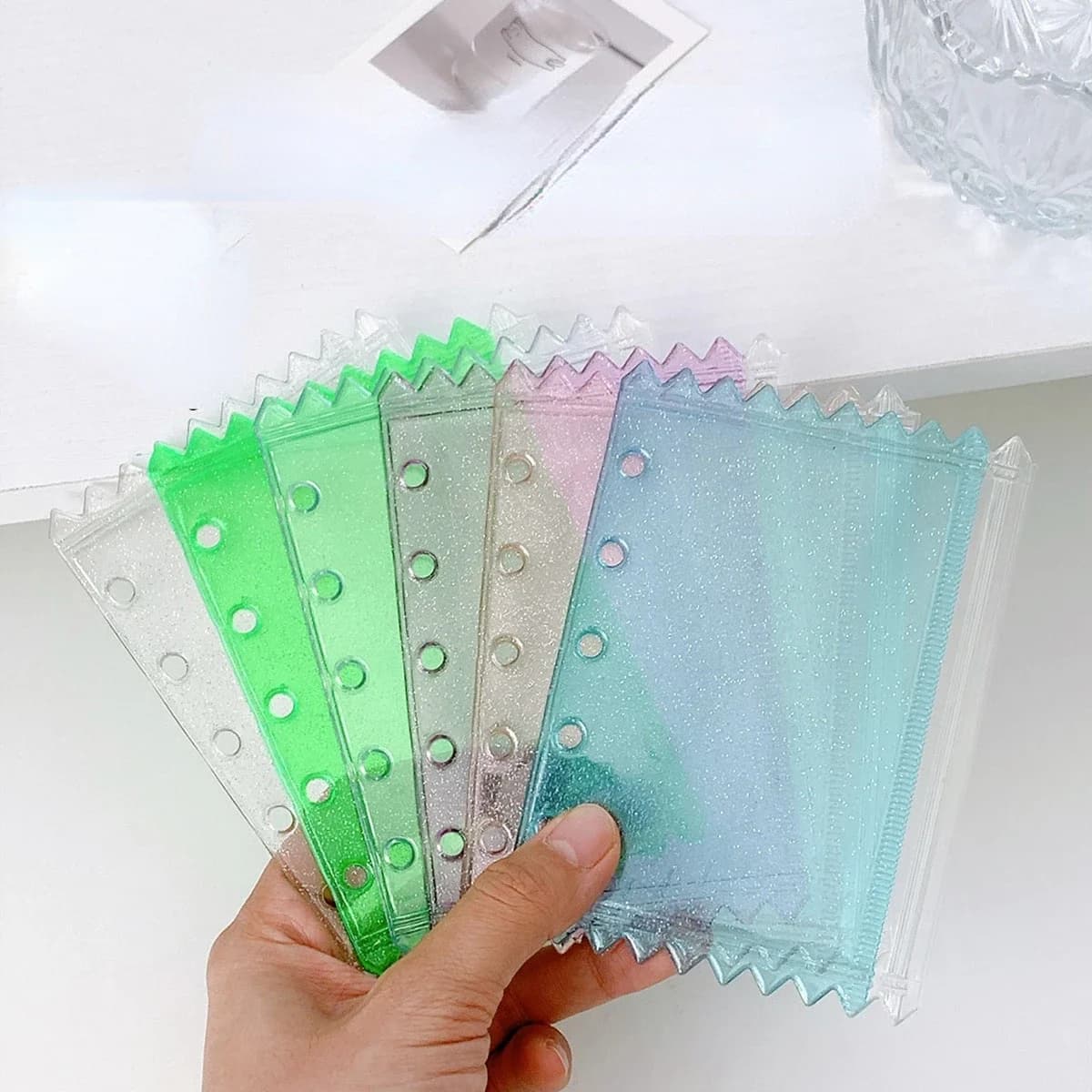 M5 5 fori caramelle raccoglitore collorful tasche raccoglitore cartelle con cerniera raccoglitore per notebook borsa per archiviazione documenti foglia in PVC impermeabile