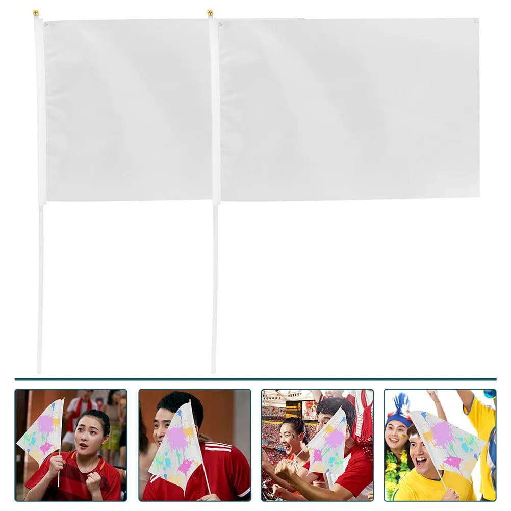 10Pcs Small Handheld Signal Flags Blank Customizable for Football Soccer Racing Events Referee Hand Flags Sports Equipment Fan