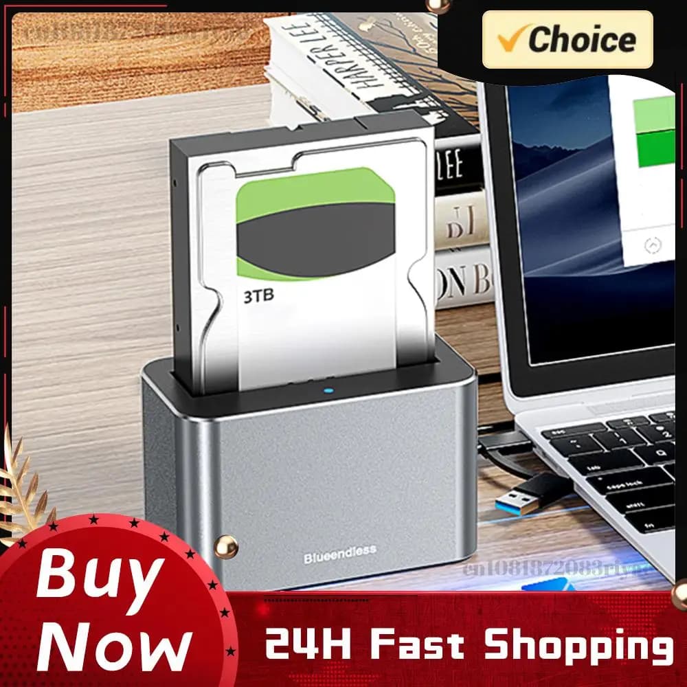 Docking Station per Hard Disk, Convertitore USB 5Gbps, Box Esterno per Dischi SATA/SAS da 2.5 e 3.5 Pollici, Compatibile con HDD e SSD