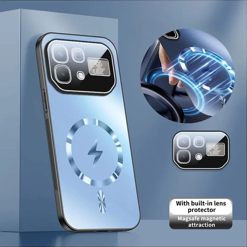 Custodia magnetica Magsafe per Infinix Note 60 60Pro con pellicola protettiva per obiettivo, ricarica wireless, cover antiurto satinata per Infinix Note 60 Pro