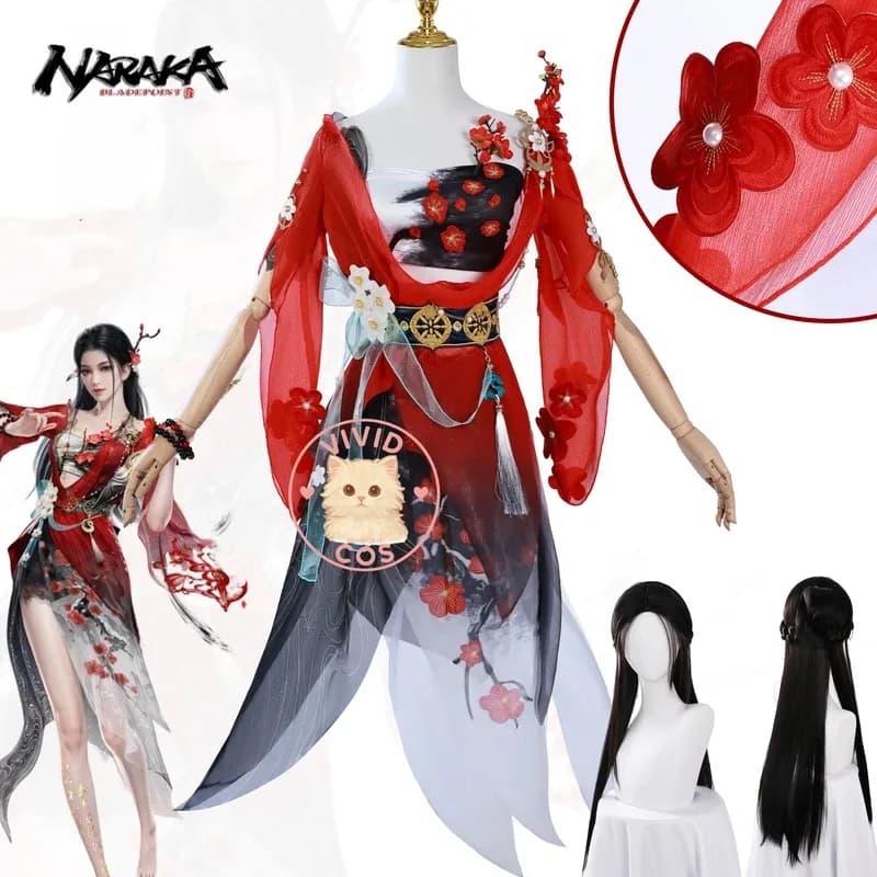 Jogo Naraka: Bladepoint Gu Qinghan Cosplay Hot Sale Role Play Costume Anime Dress with Flower Pieces for Women Comic Con