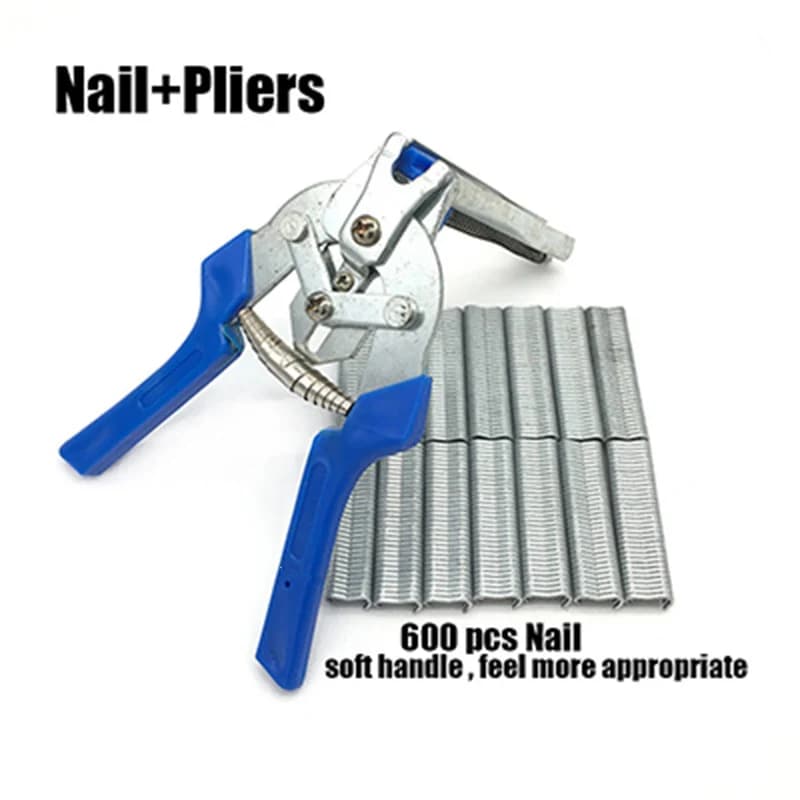 Strumento per pinza per anelli di maiale e 600 clip M Graffette Gabbia per polli Rete per recinzione metallica Morsetto per gabbia Forniture per pollame Gabbia per polli