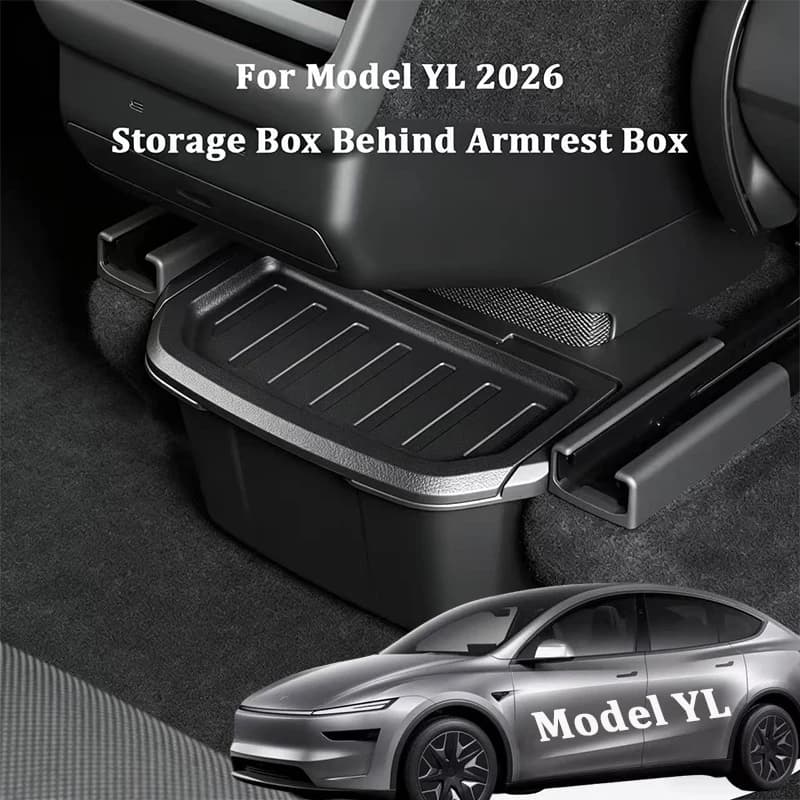 Vano portaoggetti posteriore per bracciolo per Tesla Model YL 6 posti 2026, in TPE, sotto la console centrale sotto la presa d'aria, contenitore portaoggetti, vassoio organizer per rifiuti