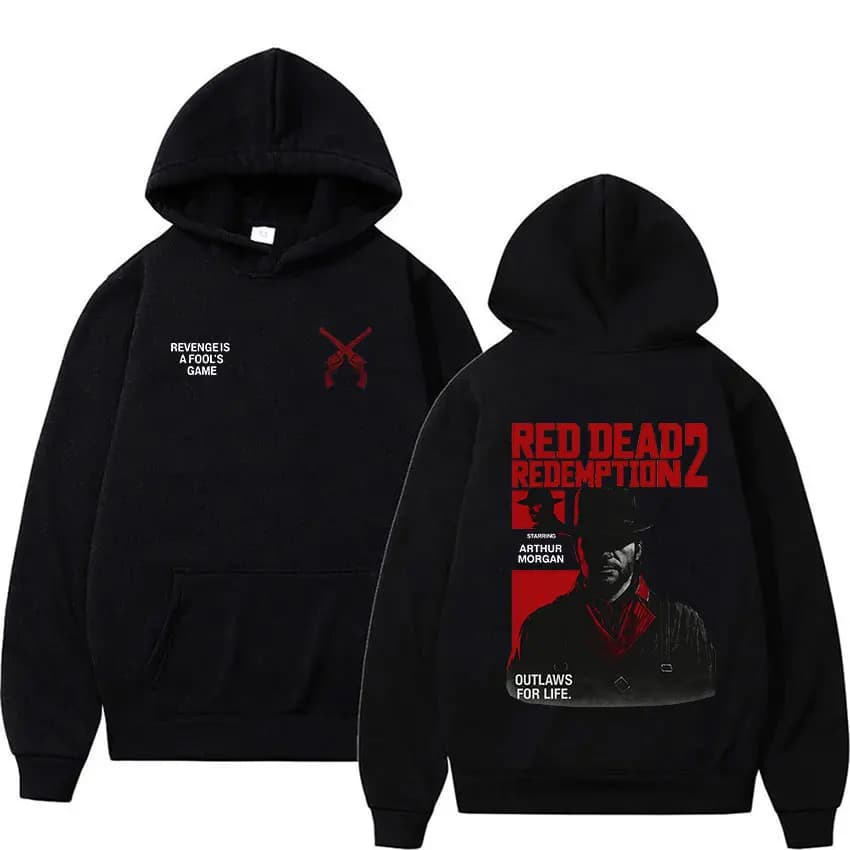 Felpa con Cappuccio Red Dead Redemption 2 per Giocatori, Pullover Classico Punk da Uomo, Felpa in Pile a Maniche Lunghe, Abbigliamento Streetwear