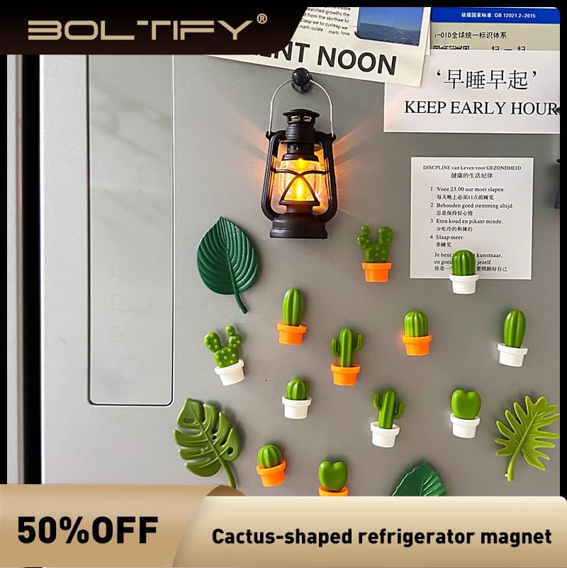 Set di 6 Magneti per Frigorifero a Forma di Cactus, Adesivi Magnetici 3D, Piante Succulente Carine, Lavagna per Messaggi, Decorazione per Casa e Cucina