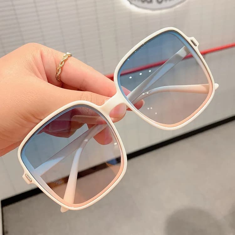 Gradual change jelly color large frame square rice nail street shot sunglasses versatile