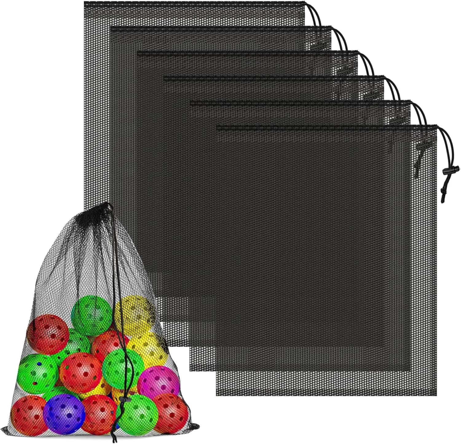 Pack of 6 Bags on the Net with Coulisse and Closure, 14x17 Poles, for Gym, Beach, Laundry