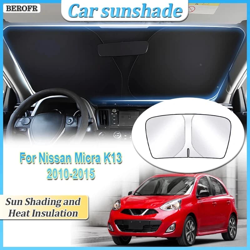 Front Windshield Sunshade For Nissan Micra March K13 2010 2011 2012~2015 Anti-UV Car Sun Protection Steel Ring Auto Accessories